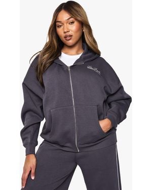 Boohoo Plus Los Angeles Zip Up Sweatshirt - Blue