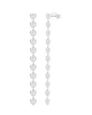 SEOL + GOLD Sterling Heart Cz Drop Studs - White