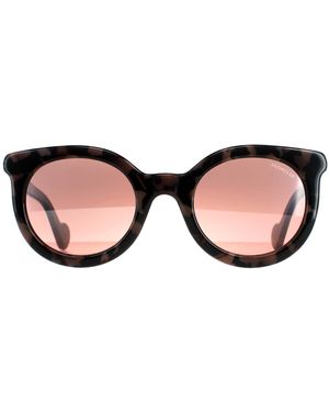 Moncler Round Coloured Havana Bordeaux Mirror Ml0015 - Brown
