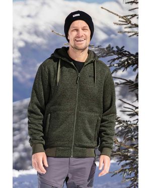 Mountain Warehouse 'Nevis' Fur Lined Hoodie Adjustable Hood Soft Fleece Warm Cosy Jumper - Grey