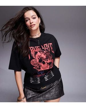 ASOS Design Double Layer Corset Waist Tee With Rock Graphic - Red