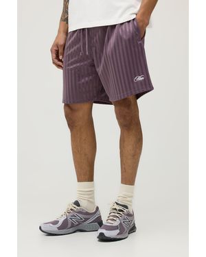 BoohooMAN Regular Fit Striped Script Short - Pink