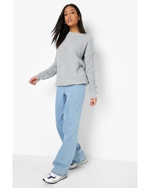 Boohoo Tall Basic Waffle Knitted Jumper - Blue