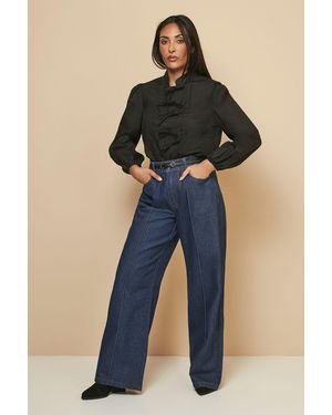 Wallis Petite Pintuck Tie Front Blouse - Blue