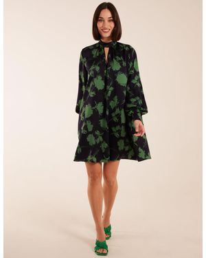 Blue Vanilla Abstract High Neck Keyhole Shift Dress - Black
