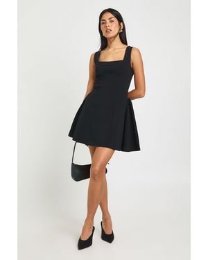 Boohoo Square Neck Full Skirt Mini Dress - Black