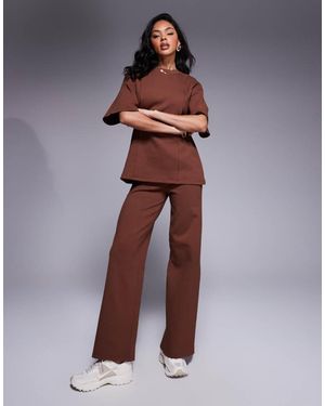 ASOS Interlock Wide Leg Trousers Co Ord - Purple