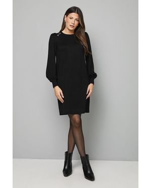Wallis Crew Neck Swing Jumper Dress - Black