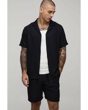 BoohooMAN Regular Fit Short Sleeve Shirt And Set - Blue