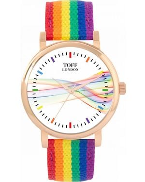 Toff London Tlws-70557 38Mm Pride Ribbon Batons Watch - White
