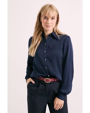 PRINCIPLES Satin Burnout Stripe Shirt - Blue