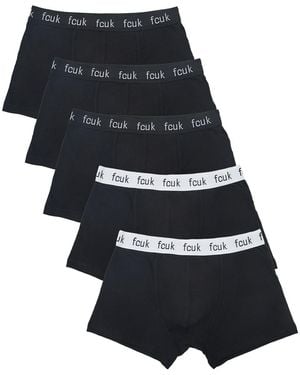 French Connection 5 Pack Fcuk Cotton Stretch Boxers - Black