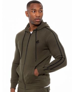 Enzo Zip Up Hoodie With Tape - Brown