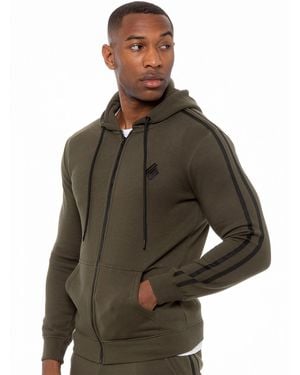Enzo Zip Up Hoodie With Tape - Brown
