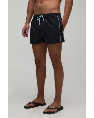 BoohooMAN Ombre Piping Super Short Length Swim - Black