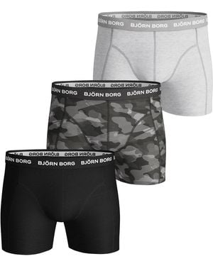 Björn Borg 3 Pack Cotton Stretch Boxers Soft Everyday Underwear Shorts - Grey