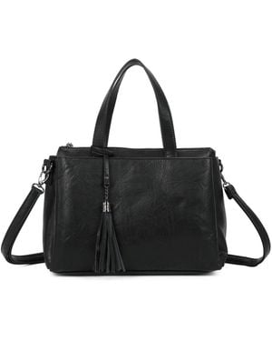 SVNX Faux Leather Shoulder Bag - Black