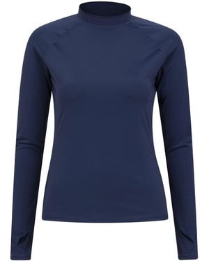 Mountain Warehouse Rash Vest Quick Drying Sun Protection Stretchy Swimming Top Polyamide - Blue