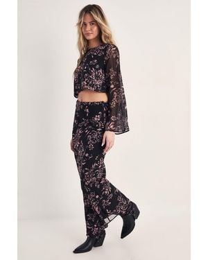 Nasty Gal Chiffon Floral Bias Maxi Skirt - Blue