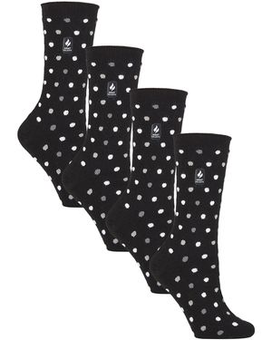 Heat Holders 4 Pairs Ladies Ultralite Lightweight Thermal Socks - Black