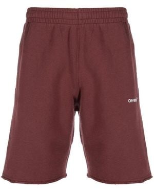 Off-White c/o Virgil Abloh Diag Helvetica Burgundy Sweat Shorts - Red