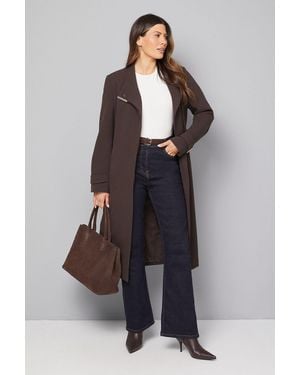 Wallis Double Crepe Wrap Belted Coat - Blue