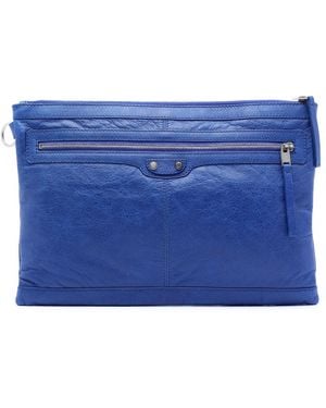Balenciaga Pre-Owned Lambskin Motocross Classic Clip L Clutch - Blue