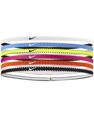 Nike Classic Flexible Slim Hairband (Pack Of 6) (Multicoloured) - Blue