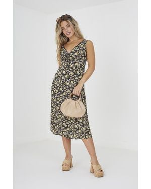 Brave Soul Floral 'Matisse' Sleeveless V-Neck Midi Dress - White
