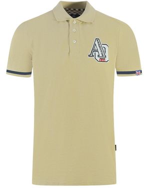 Aquascutum Aq 1851 Embroidered Tipped Polo Shirt Cotton - Yellow