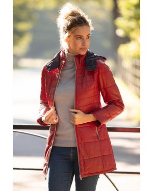 Monom 'Sofia' Detachable Hood Three Quarter Leather Jacket - Red