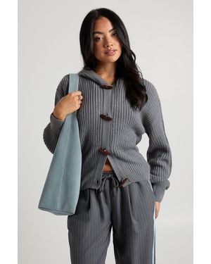 Boohoo Toggle Button Knit Hoodie - Grey