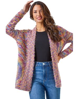 Roman Fluffy Longline Cosy Cardigan - Red