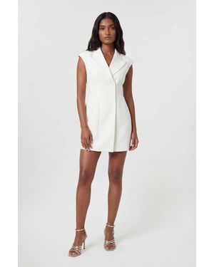 Karen Millen Compact Stretch Seam Detail Tailored Mini Dress - White
