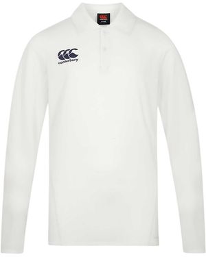 Canterbury Regular Long-Sleeved Cricket Polo Shirt - White