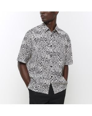 River Island Shirt Boxy Fit Leopard Print - Grey