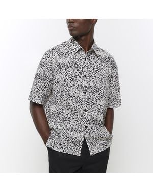 River Island Shirt Boxy Fit Leopard Print - Grey