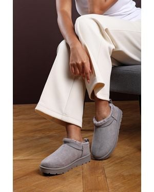 Where's That From Wheres 'Saskia' Cosy Faux-Suede Fur Lined Micro Dipped Heel Boot - Brown