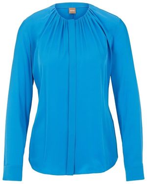 BOSS Long Sleeve Regular Fit Blouse - Blue