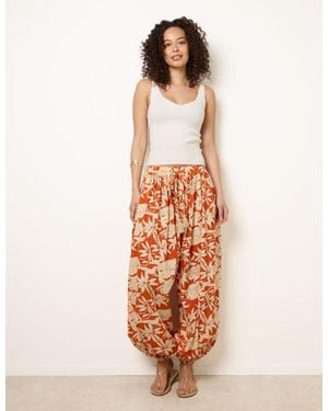 Blue Vanilla Floral Balloon Trousers - Orange