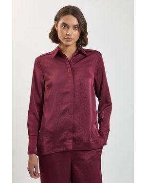 Karen Millen Petite Hammered Satin Relaxed Woven Shirt