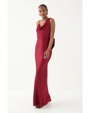 MissPap Asymmetric Bow Detail Bridesmaid Dress - Red