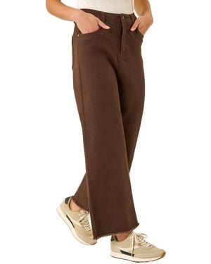 Roman Petite Cotton Frayed Hem Trouser - Brown
