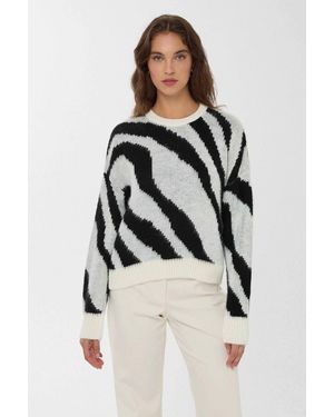 Hiccup Striped Crew Neck Knit Jumper - Natural
