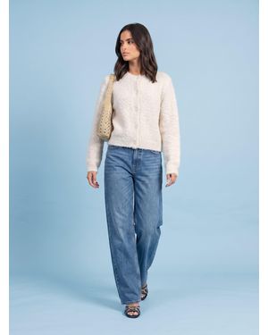 Urban Bliss Wool Blend Cropped Cardigan - Blue