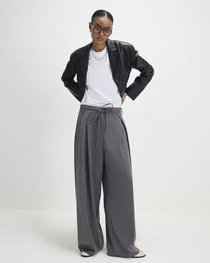 River Island Trousers Tie Front High Waisted Trouser - Blue