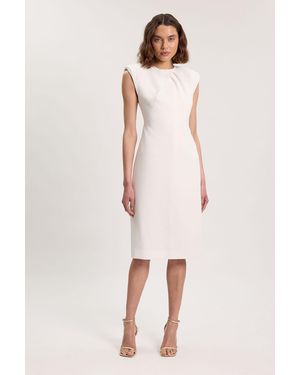 Karen Millen Tailored Sleeveless Neck Detail Pencil Midi Dress - Pink