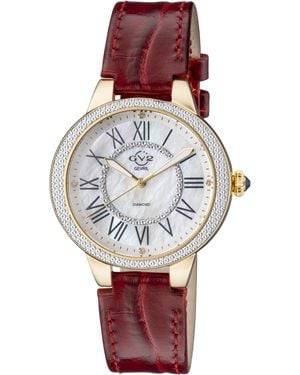 Gevril Gv2 Astor Ii Mother Of Pearl Dial Ipyg Strap Watchh - Red