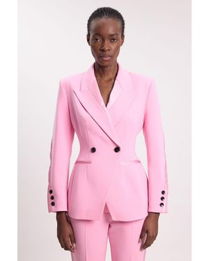 Karen Millen Compact Stretch Sculpted Waist Tailored Blazer - Pink