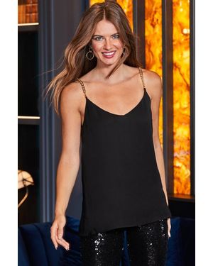 Sosandar Chain Strap Cami Top - Black